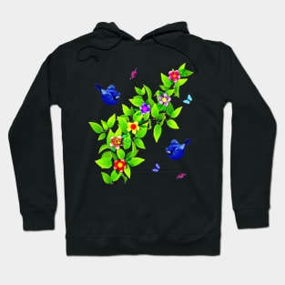 Blue Birds. Superb Blue Fairy Wrens and Butterflies Hoodie